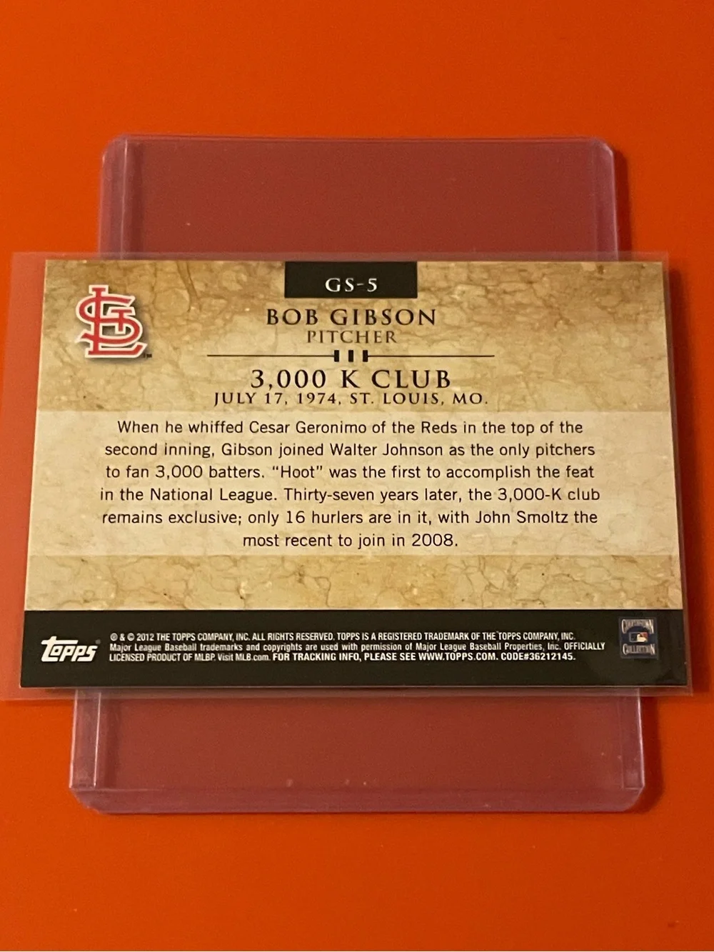 Bob Gibson #GS-5 2012 Topps [Gold Standard] Baseball Trading Card